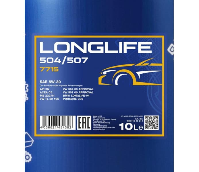 Engine Oil Mannol 7715 Longlife 504/507 5W-30 MN7715-10 - image 2