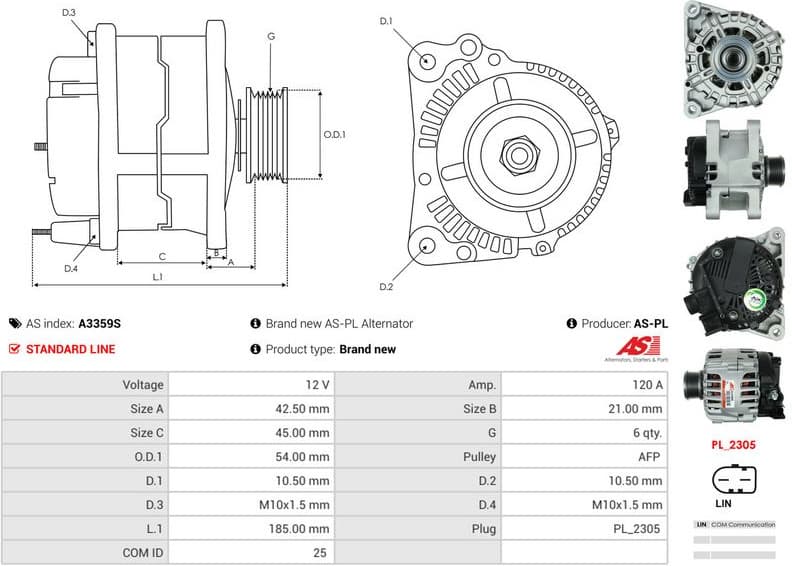 Alternator AS A3359S - image 5