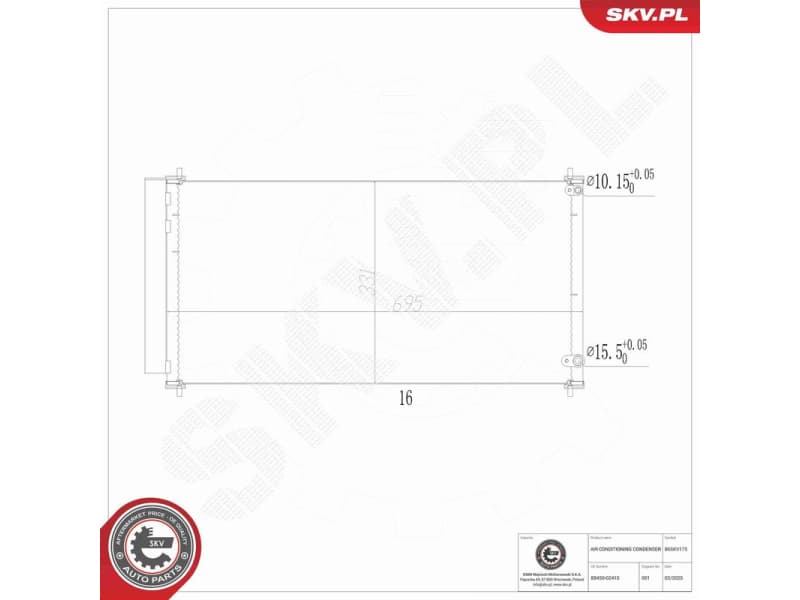 Condenser, air conditioning 86SKV175 - image 8