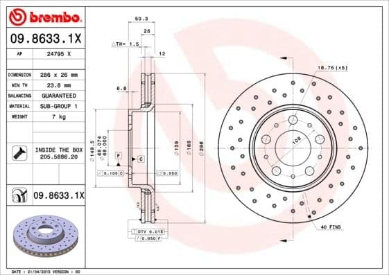 Brake Disc XTRA LINE - Xtra 09.8633.1X
