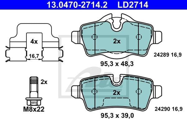 Brake Pad Set, disc brake ATE Ceramic 13.0470-2714.2 - image 2