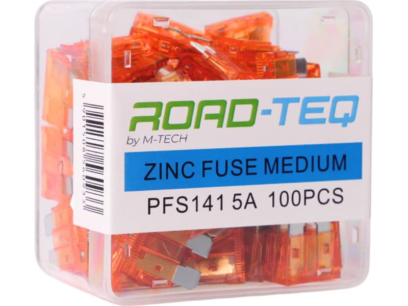 Standartinių saugiklių komplektas 5A 100vnt ROAD-TEQ - PFS141