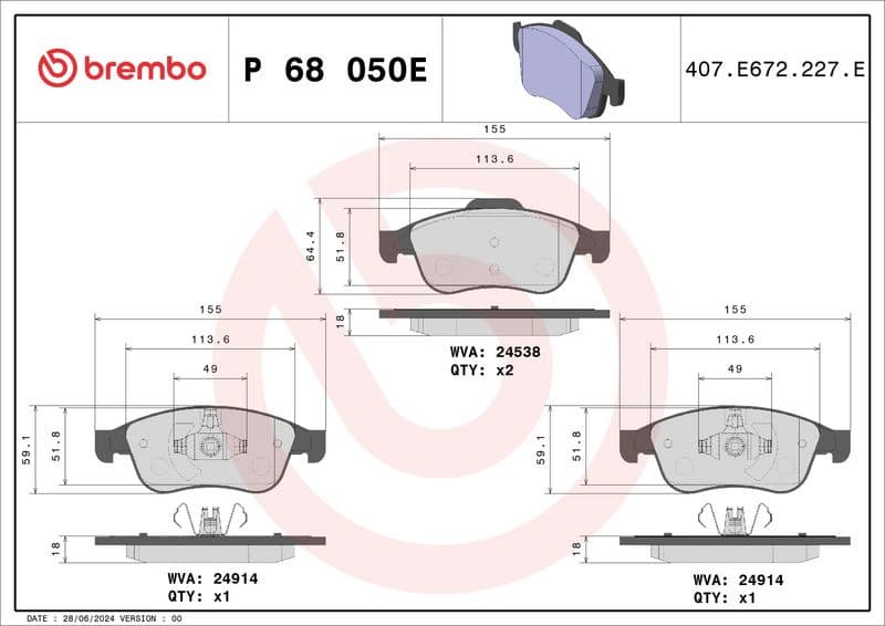 Brake Pad Set, disc brake BEYOND LINE - EV P 68 050E