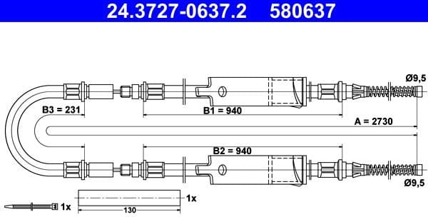 Cable Pull, parking brake 24.3727-0637.2