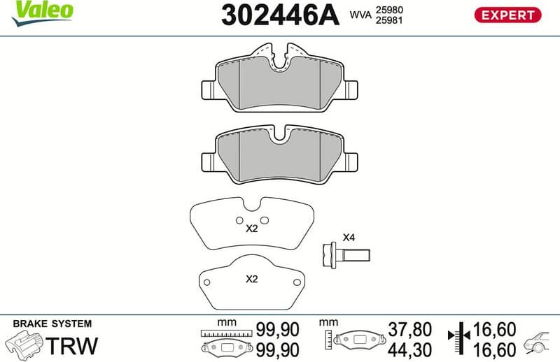 Brake Pad Set, disc brake EXPERT 302446A