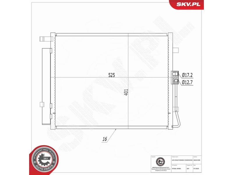 Condenser, air conditioning 86SKV285 - image 7