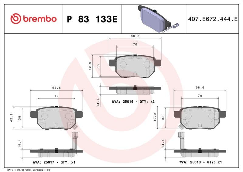 Brake Pad Set, disc brake BEYOND LINE - EV P 83 133E