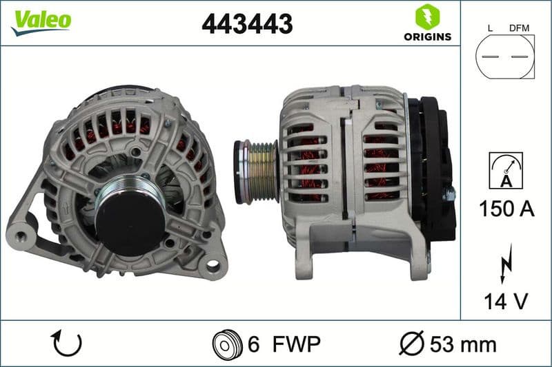 Alternator VALEO ORIGINS NEW OE TECHNOLOGY 443443