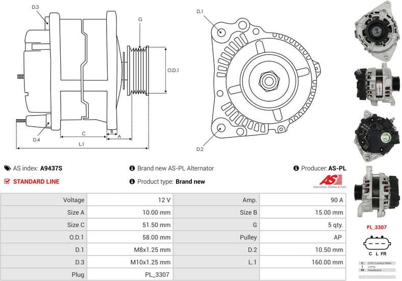 Alternator AS A9437S - image 5