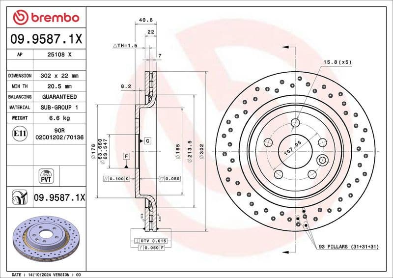Brake Disc XTRA LINE - Xtra 09.9587.1X