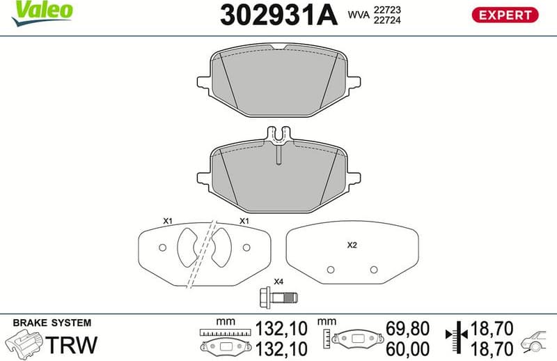 Brake Pad Set, disc brake EXPERT 302931A