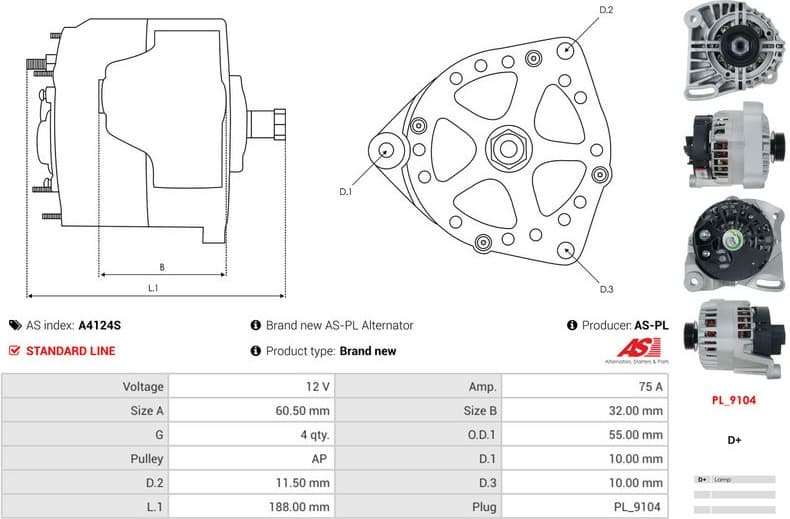 Alternator AS A4124S - image 5