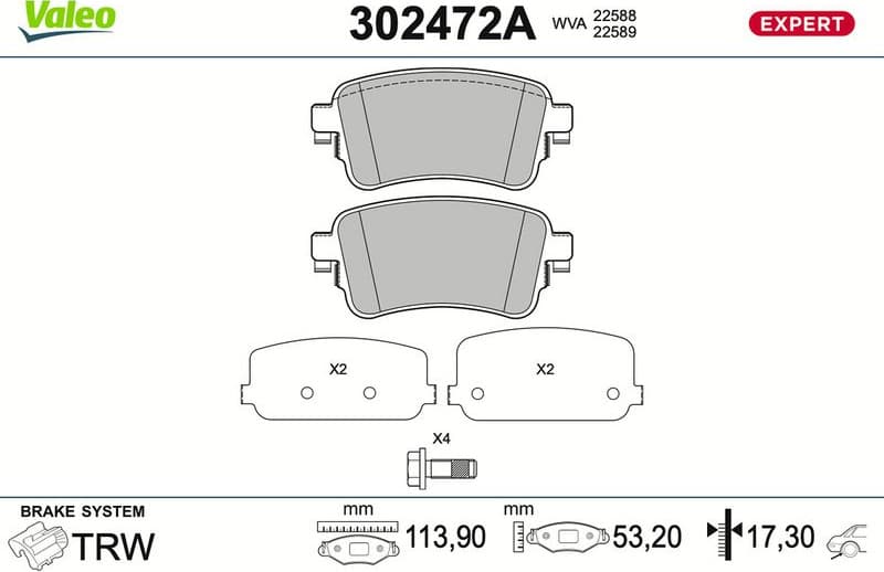 Brake Pad Set, disc brake EXPERT 302472A