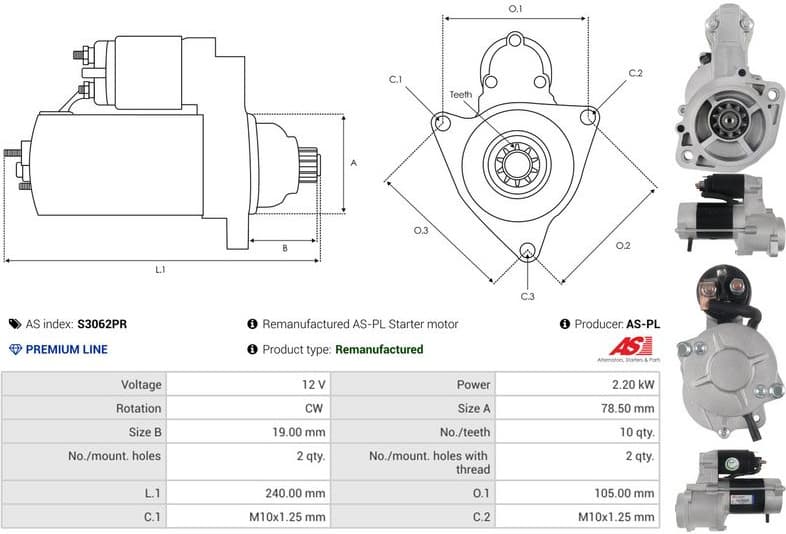Starter Remanufactured AS S3062PR - image 5