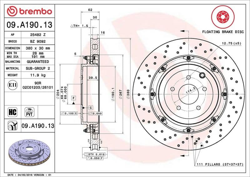 Brake Disc PRIME LINE - Floating 09.A190.13 - image 4
