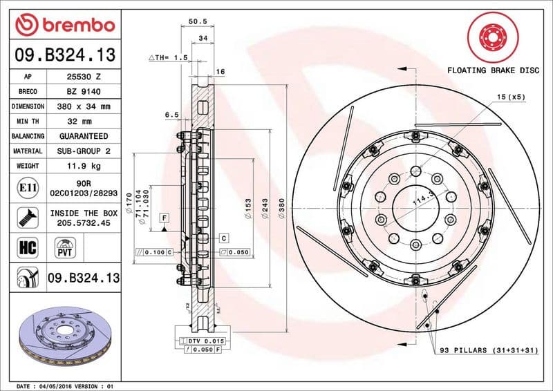 Brake Disc PRIME LINE - Floating 09.B324.13 - image 2