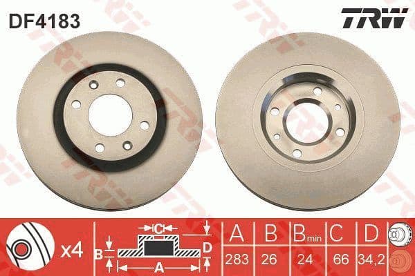 Brake discs kit front (2pcs), Top Quality DF4183 - image 7