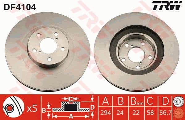 Brake discs kit front (2pcs), Top Quality DF4104 - image 4