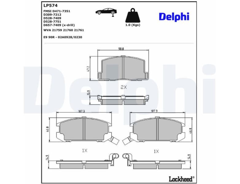 Brake Pad Set, disc brake LP574