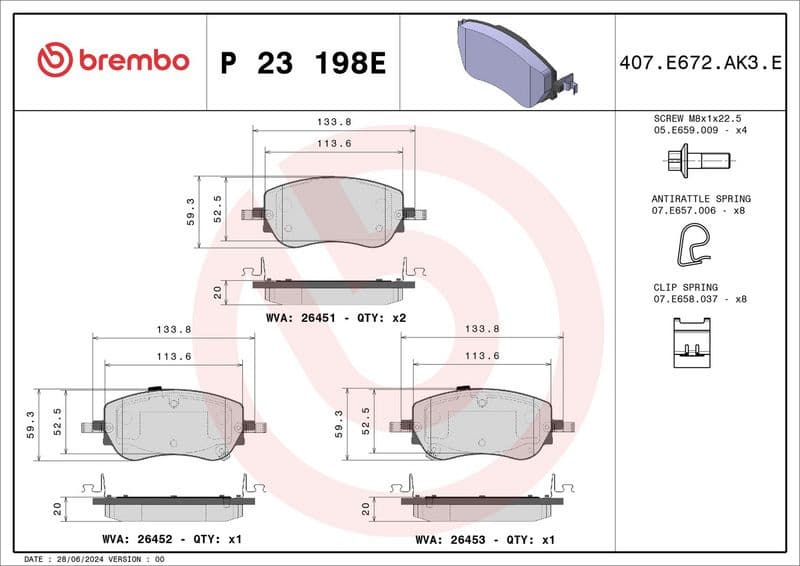 Brake Pad Set, disc brake BEYOND LINE - EV P 23 198E