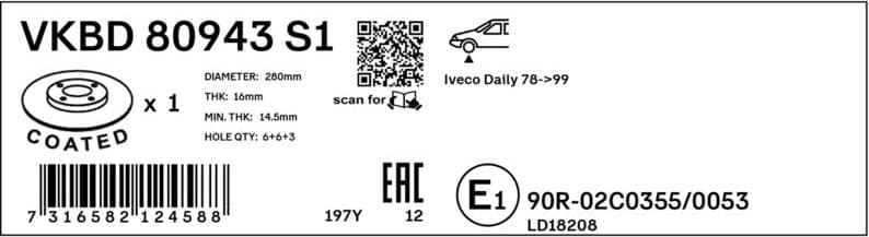 Brake Disc VKBD 80943 S1 - image 3