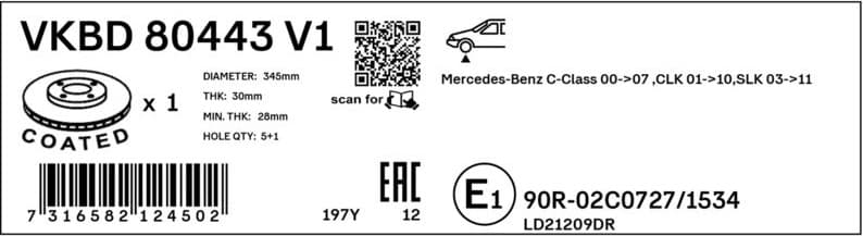Brake Disc VKBD 80443 V1 - image 3
