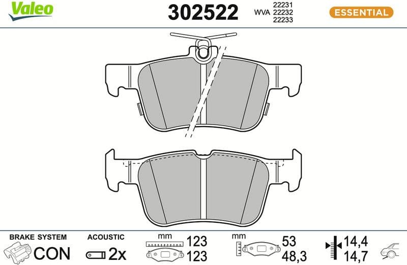 Brake Pad Set, disc brake ESSENTIAL 302522