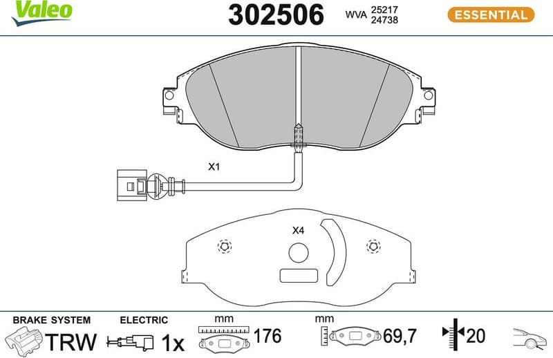 Brake Pad Set, disc brake ESSENTIAL 302506