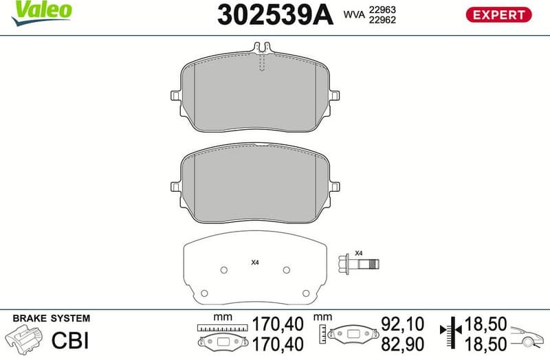 Brake Pad Set, disc brake EXPERT 302539A