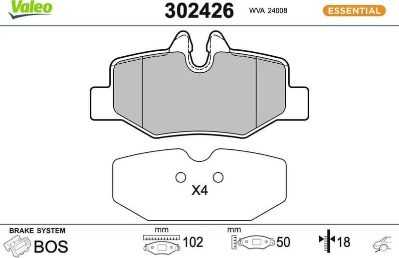 Brake Pad Set, disc brake ESSENTIAL 302426