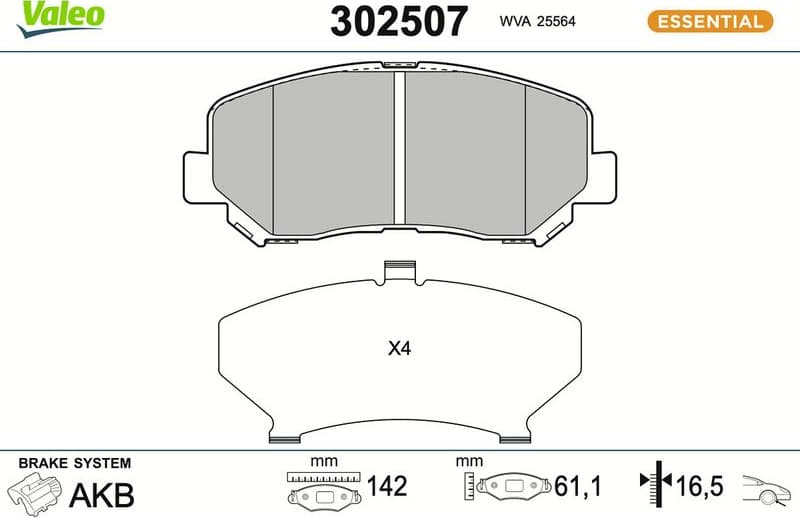 Brake Pad Set, disc brake ESSENTIAL 302507