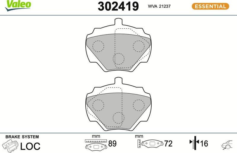 Brake Pad Set, disc brake ESSENTIAL 302419