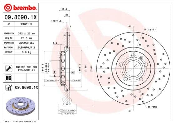 Brake Disc XTRA LINE - Xtra 09.8690.1X