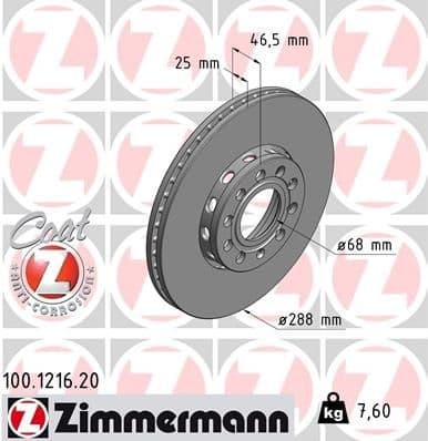 Brake Disc COAT Z 100.1216.20