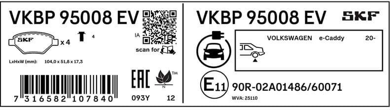 Brake Pad Set, disc brake VKBP 95008 EV - image 3