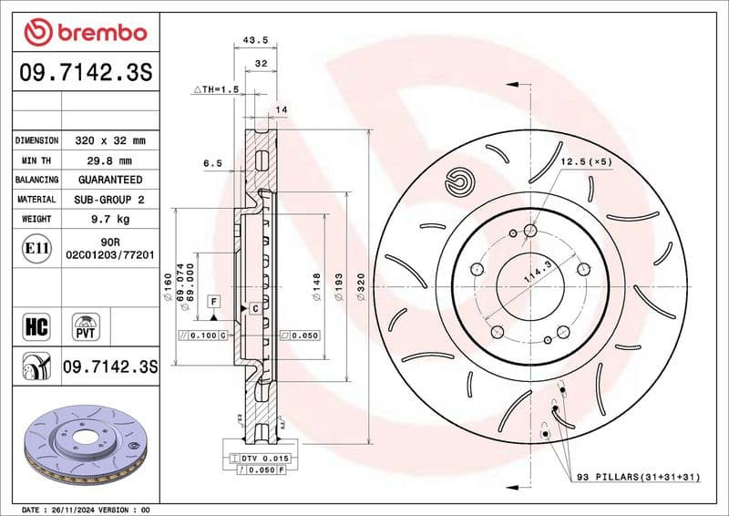 Brake Disc 09.7142.3S