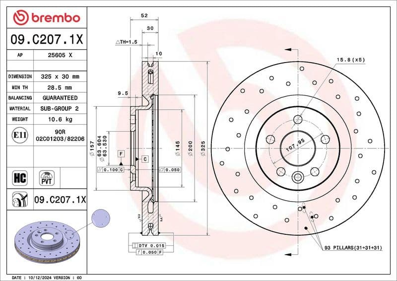 Brake Disc XTRA LINE - Xtra 09.C207.1X