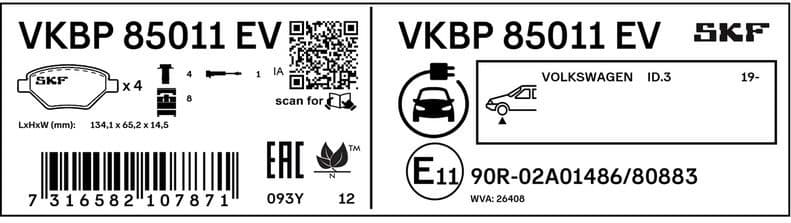 Brake Pad Set, disc brake VKBP 85011 EV - image 3