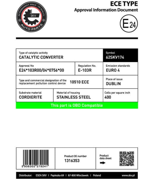 Catalytic Converter 62SKV174