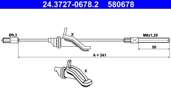 Cable Pull, parking brake 24.3727-0678.2