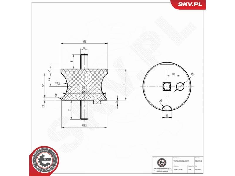 Mounting, automatic transmission 75SKV842