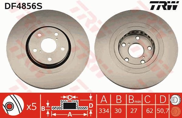 Brake Disc TRW SINGLE DF4856S