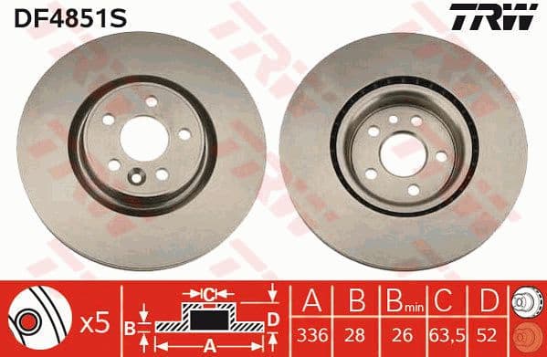 Brake Disc TRW SINGLE DF4851S