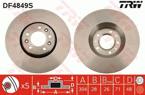 Brake disc, 1pcs FRONT, Top Quality DF4849S