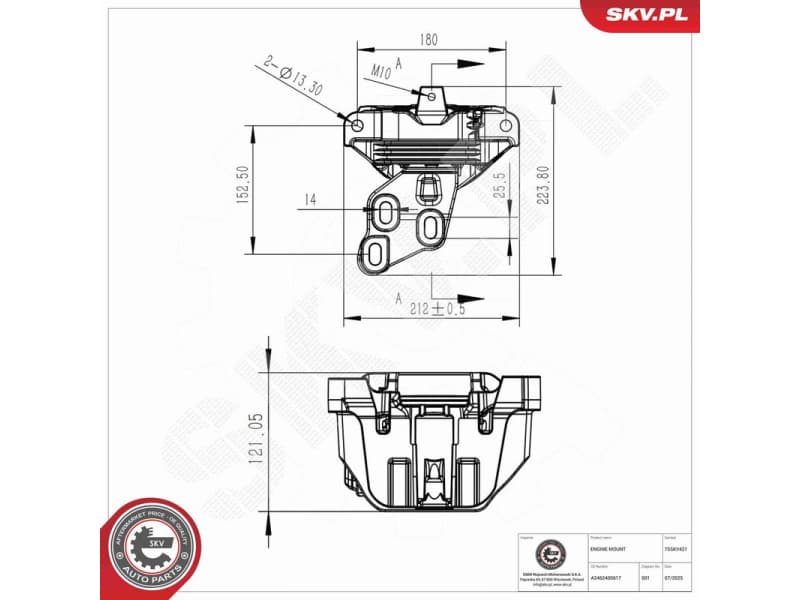 Mounting, engine 75SKV421