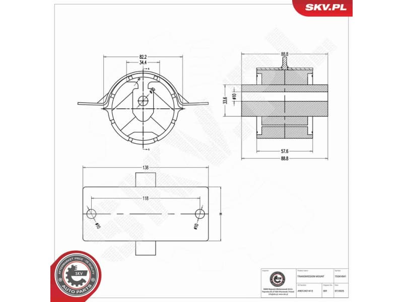 Mounting, automatic transmission 75SKV841