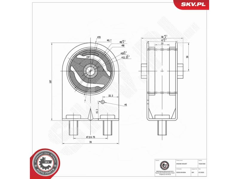 Mounting, engine 75SKV382