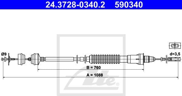Cable Pull, clutch control 24.3728-0340.2