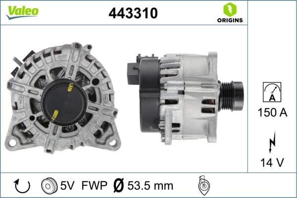Alternator VALEO ORIGINS NEW OE TECHNOLOGY 443310