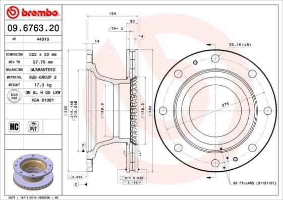 Brake Disc PRIME LINE 09.6763.20
